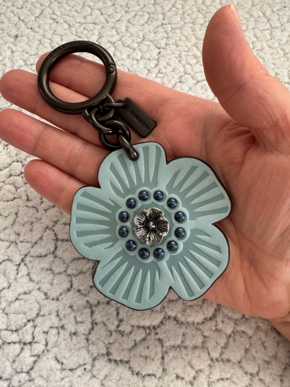 Coach Teal Blue Tea Rose Bag Charm